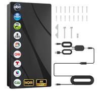 Antena de TV amplificada 2026, rango de más de 3600 millas para canales locales, antena HDTV de alta ganancia con amplificador, soporta 8K 4K 1080p todos los televisores inteligentes/antiguos, cable