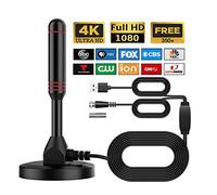 Antena de TV de alcance de más de 350 millas con base magnética para uso en interiores y exteriores, antena digital amplificada amplificador de señal - Soporta 4K 1080p Fire TV Stick VHF UHF DTMB ATSC