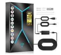 Antena de TV de largo alcance prémium 2026: cobertura de más de 3500 millas, amplificador de señal integrado, cable coaxial de 26 pies, soporta 4K/8K/1080p para televisores interiores, exteriores