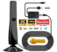 Antena de TV digital amplificada para Smart TV, antena de TV HD mejorada 2024 con amplificador de señal de largo alcance de más de 360 millas, compatible con todos los televisores con canales locales