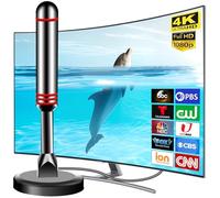 Antena de TV digital HD 2026 para Smart TV en interiores, antena HDTV de recepción de 360° y largo alcance con fuerte base magnética/3M, antenas de fácil instalación para canales locales sin cable