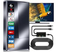 Antena de TV digital HDTV para interiores y exteriores, alcance de más de | Amplificador de señal inteligente para canales locales 4K 1080P, recepción de 360°, fácil configuración para Smart TV