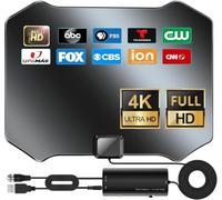 Antena de TV digital para Smart TV interior, antena de TV para canales | Antena para TV sin cable, compatible con recepción 4K de largo alcance, antena HDTV con amplificador de señal y cable coaxial