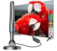 Antena de TV Interior 2025,Freeview Antena HDTV Digital con Amplificador y Cable Coaxial para Canales Locales,260km señal de Rango de Televisión Libre,Compatible con (VHF/UHF/DVB-T/DVB-T2)