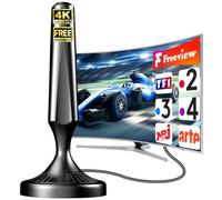 Antena de TV interior 2026 con base magnética - Antena TDT digital DVB-T2 sin amplificador - Cable coaxial 5M - Compatible 4K HD Smart TV, TV con sintonizador TNT