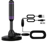 Antena de TV interior con 2 amplificadores de señal y cable de 32 pies, antena digital para Smart TV, base magnética, soporta 4K 1080p, amplificadores duales para recepción de canales locales de largo