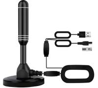 Antena de TV interior con 2 amplificadores de señal y cable de 32 pies, antena digital para Smart TV, base magnética, soporta 4K 1080p, amplificadores duales para recepción de canales locales de largo