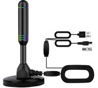 Antena de TV interior con 2 amplificadores de señal y cable de 32 pies, antena digital para Smart TV, base magnética, soporta 4K 1080p, amplificadores duales para recepción de largo alcance de canales