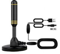 Antena de TV interior con 2 amplificadores de señal y cable de 32 pies, antena digital para Smart TV, base magnética, soporta 4K 1080p, amplificadores duales para recepción de canales locales de largo