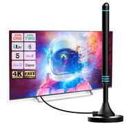 Antena de TV interior con base magnética, antena de TV para Smart TV, antena de TV digital interior compatible con todos los televisores, recepción de 360°, soporta 4K 1080P HD, cable coaxial de 5 m