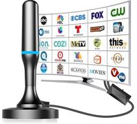 Antena de TV interior para canales locales, antena digital 4K HD para Smart TV interior sin cable, con amplificador y base magnética, recepción de 360°, cable de 9.8 pies, rango de 120 millas