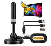 Antena de TV interior para Smart TV con 2 amplificadores de señal para todos los televisores inteligentes, antena digital HD para canales locales, soporta 4K 1080p (blanco)