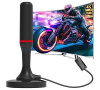 Antena de TV interior TNT HD 2026 potente, base magnética fuerte recepción 360° 450KM, amplificador de alta ganancia, compatible con 4K 1080P y todos los televisores