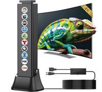 Antena de TV mejorada 2026 para interiores, antena de TV para Smart TV de rango de más de 2500 millas, antena de TV para canales locales con amplificador de señal de 360°, soporta todos los