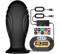 Antena de TV para canales locales AntaHD, antena de TV de recepción de 360° de largo alcance para interiores y exteriores con amplificador de señal, antena digital HD para Smart TV y TV más antigua