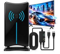 Antena de TV para canales locales, antena digital para Smart TV interior y | Antena de TV interior de largo alcance de 360° con amplificador de señal, soporta 4K 8K 1080p todos los televisores