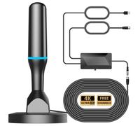 Antena de TV para canales locales en interiores, antena de TV digital HD para Smart TV interior 4K con amplificador extraíble y base magnética, no necesita cable, cable de 9.8 pies, compatible con