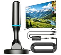 Antena de TV para canales locales en interiores, antena de TV digital HD para Smart TV interior 4K con amplificador extraíble y base magnética, no necesita cable, cable de 9.8 pies, compatible con