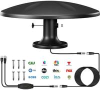 Antena de TV para exteriores amplificada digital HD con recepción de largo alcance, antena de TV al aire libre de largo alcance para caravana, remolque, camión, caravana, barco (negro)..