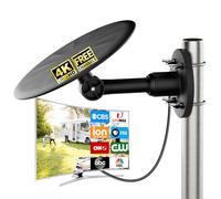 Antena de TV para exteriores para televisores inteligentes, antena HDTV omnidireccional de largo alcance de 360°, antena digital 4K 1080P VHF UHF para ático al aire libre, RV, cable coaxial de 32.8