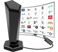 Antena de TV para interiores, antena de TV digital Freeview con amplificador inteligente, base magnética, cable de 3 metros, rango de recepción de más de 420 km y 360 grados, soporta radio 4K/1080P y