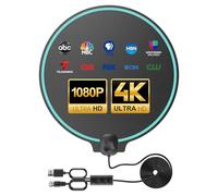 Antena de TV para Smart TV interior, antena digital con recepción de señal de 360° para canales locales 4K HD, cable coaxial de 5.1 m, fácil instalación
