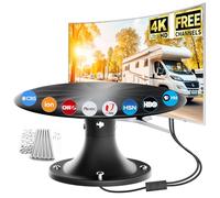 Antena de TV RV para caravana, antena HDTV omnidireccional de 720° con amplificador de señal, antena de TV digital al aire libre para Smart TV, antena montada en el techo de RV para autocaravana