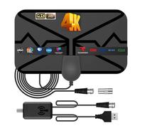 Antena digital 4K para interiores de TV, amplificada HD de más de 250 millas, cable coaxial de refuerzo de señal, compatible con 4K 1080p HD para interiores HDTV, antena para Smart TV