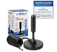 Antena DVB-T2 de alto rendimiento/núcleo de aluminio sólido para una potencia máxima de la señal/DVB-T2 & DVBT-HD/Digital Ready/AVK25 Plus/base magnética y cable de 5 m/para todos los