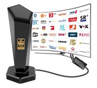 Antena DVBT/DVBT2 con amplificador, antena interior HDTV para TV, 420 km de largo alcance y recepción de 360°, con base magnética, compatible con 4K 1080P - Todos los televisores DAB/UHF/VHF