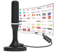 Antena DVBt-T/DVB-T2, antena DVBT2 con amplificador, gran alcance y recepción de 360°, antena interior para televisores con base magnética fuerte, compatible con 4K 1080P - Todos los dispositivos de