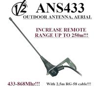 Antena Exterior V2 ANS433 para Cualquier automatización de Puerta 433 a 868 MHz 50 Ohm Alcance hasta 250 m