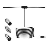 Antena FM Radio 75 Ohmios Dipolo con Conector Tipo F, 3 Adaptadores, Cable de Extensión de 3m para Antena Radio FM/Dab, Compatible con Sistemas de Audio, Home Cinema y Antena de Radio