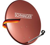 Antena para televisión digital vía satélite Schwaiger 714166 (75 x 85 cm) con brazo de carga LNB y mástil, antracita, espejo de acero - para recepción de DVB-S/S2 en Full HD, 3D y 4K (Ultra HD)