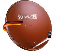 Antena para televisión digital vía satélite Schwaiger 714166 (75 x 85 cm) con brazo de carga LNB y mástil, antracita, espejo de acero - para recepción de DVB-S/S2 en Full HD, 3D y 4K (Ultra HD)