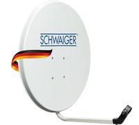 Antena para televisión digital vía satélite Schwaiger 714166 (75 x 85 cm) con brazo de carga LNB y mástil, antracita, espejo de acero - para recepción de DVB-S/S2 en Full HD, 3D y 4K (Ultra HD)