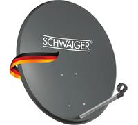 Antena para televisión digital vía satélite Schwaiger 714166 (75 x 85 cm) con brazo de carga LNB y mástil, antracita, espejo de acero - para recepción de DVB-S/S2 en Full HD, 3D y 4K (Ultra HD)