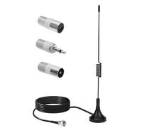 Antena Radio Dab UKW FM Aicharynic con Base Magnética + Cable Coaxial 3M + 3 Adaptadores | Antena FM Amplificada Interior para Cadena HiFi y Autoradios | Potente Antena TV Interior