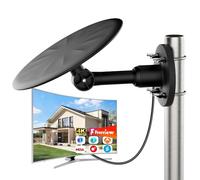 Antena TDT Exterior para Smart TV - Antena TV Digital HD 4K/1080P de Largo Alcance, Recepción UHF/VHF Estable, Compatible DVB-T2/DVB-T, Cable Coaxial 10 m, Resistente a la Intemperie (Negro)