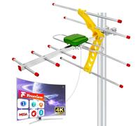 Antena TDT Exterior para Smart TV - Antena TV HD 4K/1080P de Largo Alcance, Señal Estable UHF/VHF, Compatible DVB-T2/DVB-T, Resistente al Clima, Cable Coaxial 10 m, Mástil No Incluido
