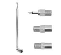 Antena telescópica de radio FM de 7 secciones de 75 ohmios con conector tipo F y 3 adaptadores de acoplamiento coaxial IEC, kit de repuesto DAB interna, antena universal para AM/FM/DAB, 76