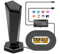 Antena TV Digital Interior,2025 Antena de TV Interior con Amplificador,460KM en recepción 360° Base magnética Resistente para, fácil instalación,admite Canales 4K/1080P, Puede Recibir señales DVB-T/T2