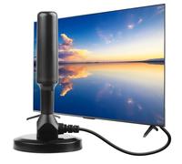Antena TV Digital Interior, Antena TDT Interior HD Recepción 360° Alcance de 120 km con Base Magnética y Cable de 3m para Canales Locales Smart TV 4K/1080p/VHF/UHF DVB-T/T2 en Abierto