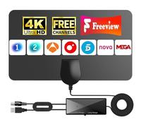 Antena TV Digital Interior - Señal Estable y Alcance de Larga Distancia, Compatible con 4K/1080P, Canales Gratuitos y Locales, Instalación Rápida y Sin Complicaciones