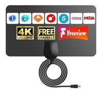 Antena TV Interior 2025, 360+ Millas Receptor Digital 4K/1080P con Base Magnética, Capta Todos los Canales Locales, Cable Coaxial 5m, para Smart TV (Negro-AN1001)