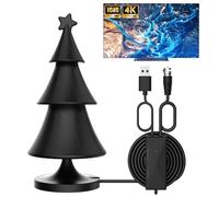 Antena TV Interior 2025,420KM Rango Amplificador de Señal Inteligente Antena de TV Digital y 5M Cable Coaxial,con Base Magnética para 1080P 4K Gratis Canales Locales DVB-T2 DVB-T