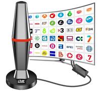 Antena TV Interior,2026 Antena de TV Interior con Amplificador, 460KM en recepción 360° Base magnética Resistente para, fácil instalación,admite Canales 4K/1080P, Puede Recibir señales DVB-T2 DVB-T