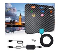 Antena TV Interior, 36DBI 200 km Antena HDTV Digital con Amplificador Smart de Señal y Cable Coaxial para 1080P 4K DTMB VHF UHF DVB-T DVB-T2
