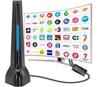 Antena TV Interior, Antena de TV Inteligente, Digital HD de recepción de Largo Alcance, Base magnética Fuerte para Canales de Interiores 4k 1080P - Cable de 10 pies de Largo
