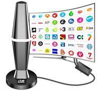 Antena TV Interior, Antena de TV Interior con Amplificador, 460KM en recepción 360° Base magnética Resistente para, fácil instalación,admite Canales 4K/1080P, Puede Recibir señales DVB-T2 DVB-T